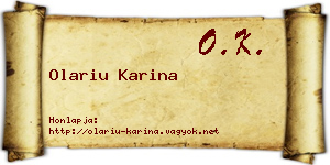 Olariu Karina névjegykártya